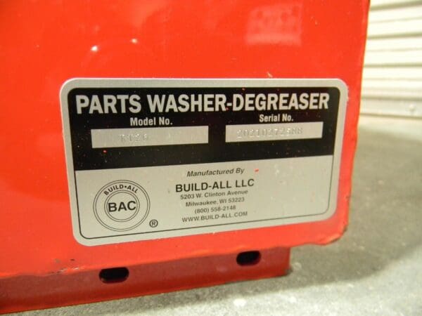 Build All 20 Gal. Rinse Tank Free Standing Parts Washer RT-26 Parts / Repair