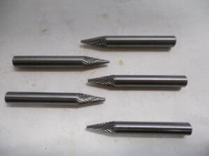 Metal Removal M41390 1/4" x 1/4" x 1/2" x 2" Pointed Cone Carbide Burrs QTY 5