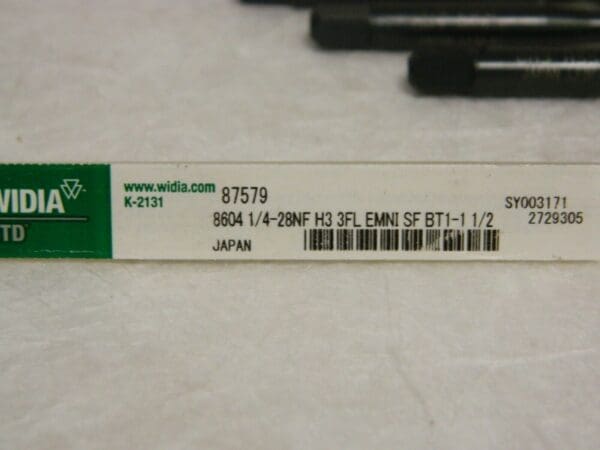 WIDIA GTD 1/4" - 28 NF H3 Hand Tap Qty 3 87579