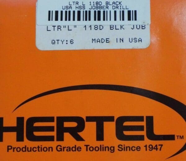 hertel Letter L 118° Point Oxide Finish Jobber Drill QTY 12. 01183128