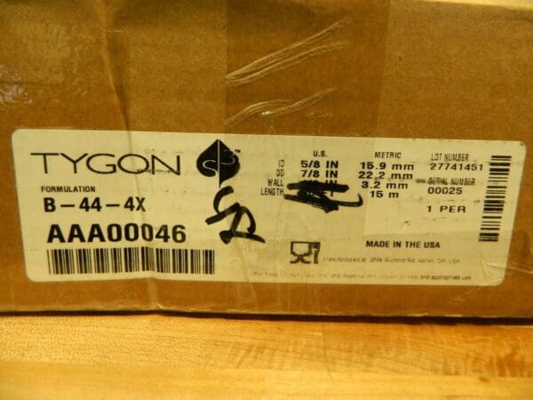 Tygon Plastic Tube 5/8" ID 7/8" OD 1/8" Wall Thickness Approx. 48 ft AAA00046