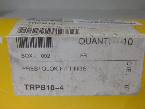 Parker Prestolok Brass Fitting TRPB 10mmx4mm Tube End Reducer QTY 10 TRPB10-4