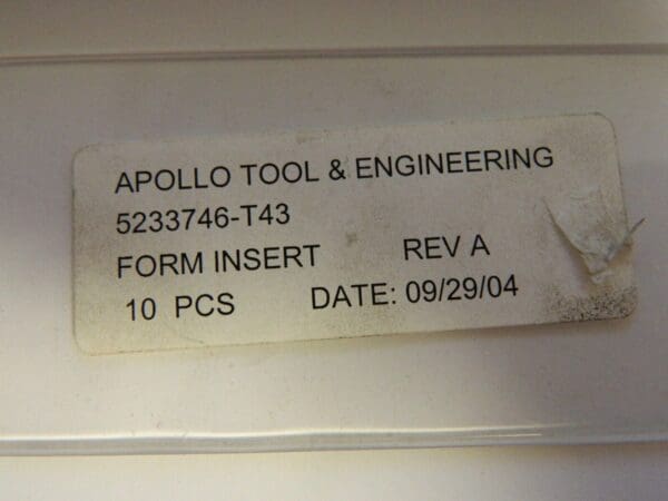 Apollo Tools Carbide Form Inserts Qty 10 5233746-T43