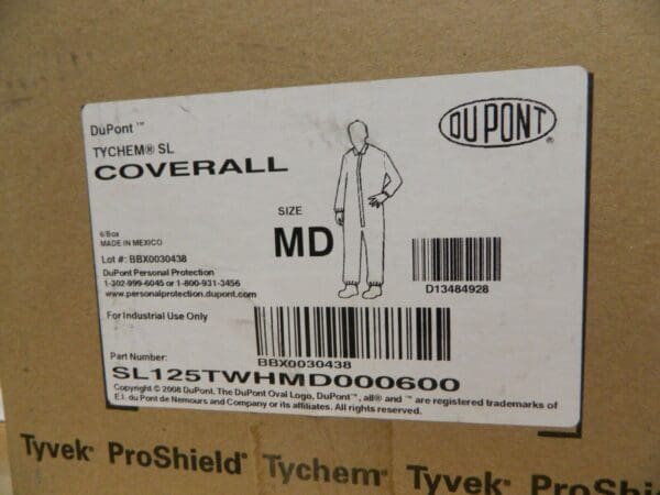 Dupont Tychem Coveralls Size M Storm Flap Closure Qty 6 SL125TWHMD000600