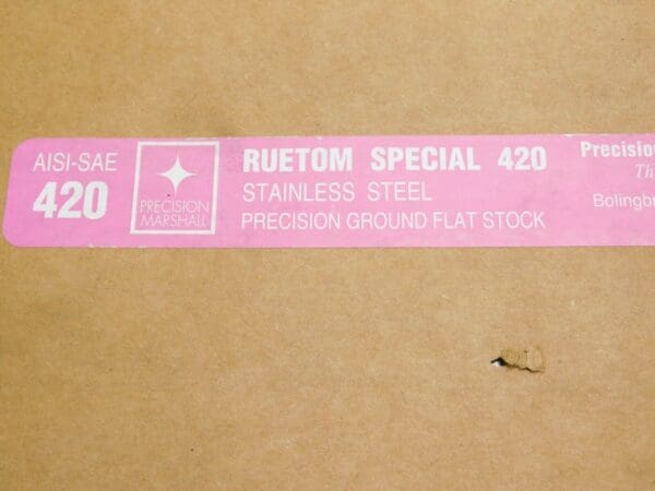 Precision Marshall Ruetom 420 Stainless Steel Flat Stock 1/4" x 5" x 24" 13008