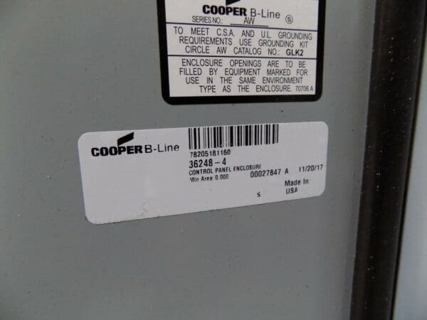 Cooper B-Line 36248-4 Steel Wall Mount Enclosure w/ Hinged Flat Cover Type 4