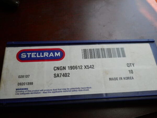 Stellram Ceramic Turning Inserts CNGN190612 X542 Grade SA7402 Qty. 9