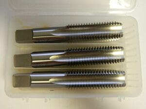 HERTEL Tap Set: 1-8 UNC, 4 Flute, High Speed Steel, Bright Finish