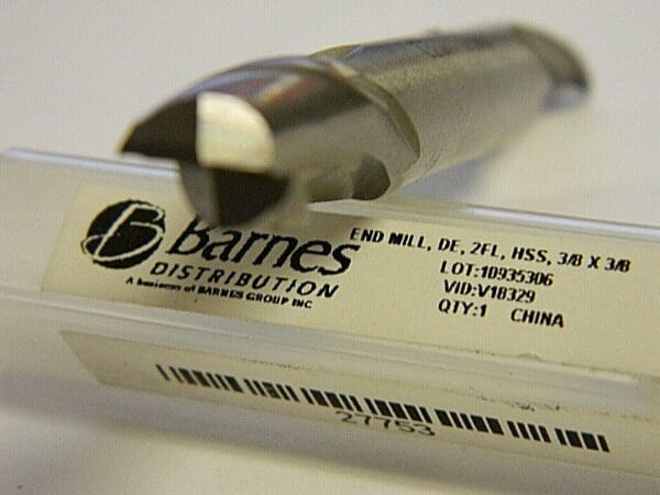 Barnes 3/8" 9/16" LOC 3/8" Shank Diam 3-1/8" OAL 2 Fl HSS Square End Mill QTY 3