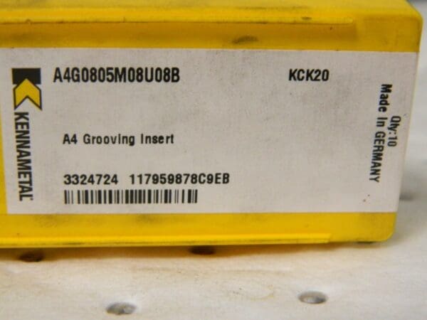 Kennametal Grooving Insert A4G0805M08U08B KCK20 Qty 7 3324724