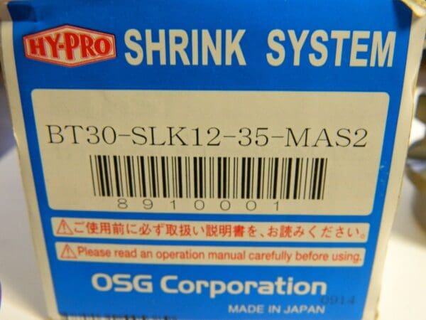 OSG BT30 Taper Shank, Shrink-Fit Tool Holder/Adapter 8910001