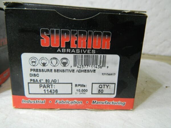 Superior Abrasives 4" Diam 80 Grit Alumin Oxide Adhesive PSA Disc Qty 100 11436