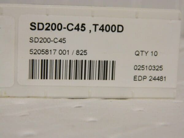 Seco SD200 C45 45° T400D Grade Drill Chamfer Insert Qty 10 24481