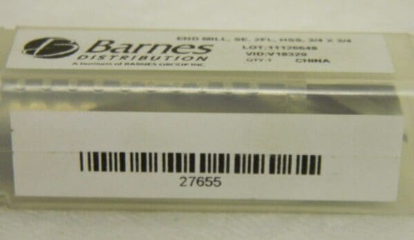 Barnes End Mill 3/4" X 3/4" 2FL HSS Single Right Hand 27655