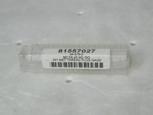 SPI Metric Taperlock Thread Plug Gage Single End M2.5x.45 Thread NOGO 34-576-9