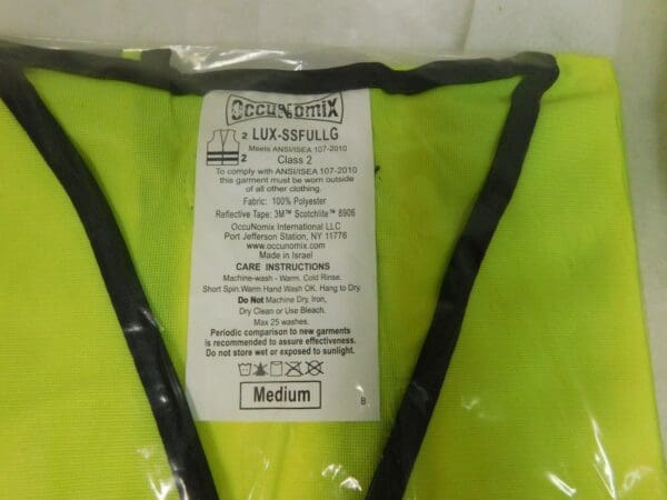 OccuNomix High Visibility Yellow Solid Standard Vest Med Lot of 2 LUX-SSFULLG-YM