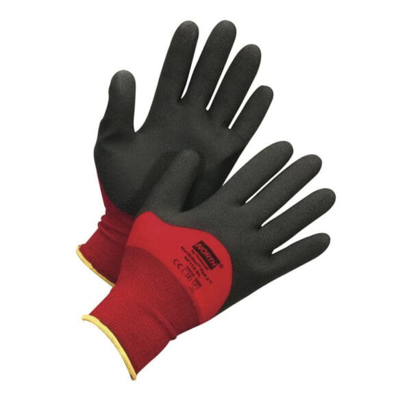 North Size XS Nylon Blend Work Gloves Palm & Fingers Coated Red/Black NF11X/6XS