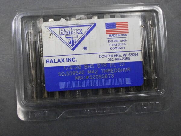 Balax 1/4-28 BH5 STR FL CI Thredshaver Cutting Taps M42 Series BX600 QTY 12