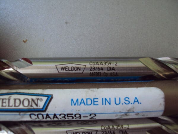 Weldon Double End Mills 23/64" x 3/4" x 3-1/2" 4F HSCo QTY 2 COAA359-2