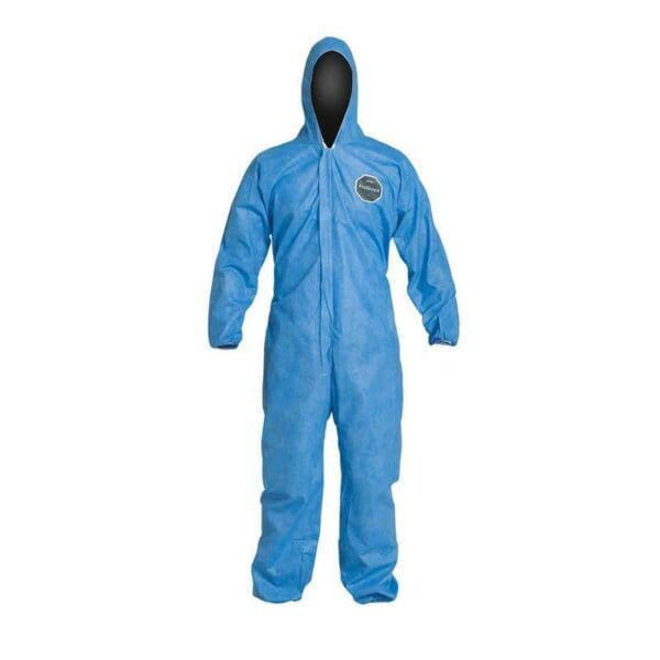 BOX of 25 DuPont ProShield 10 Blue Coveralls w/Hood Size Medium PB127SBUMD002500