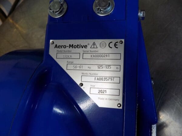 Aero Motive Heavy Duty Industrial Balancer 125 lb - 135 lb Range 130KA Defective