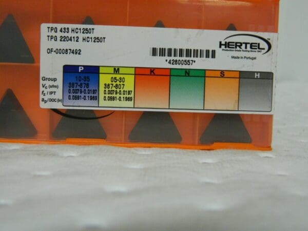 Hertel TPG433 HC1250T Carbide Turning Insert Qty 10 4280057