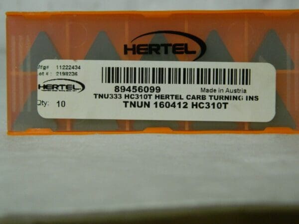 Hertel Carbide Turning Insert TNU333 Grade HC310T QTY 10 89456099