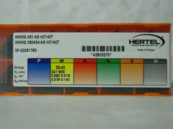 Hertel WNMG431 AS Grade HC140T Carbide Turning Insert QTY 10 42803270