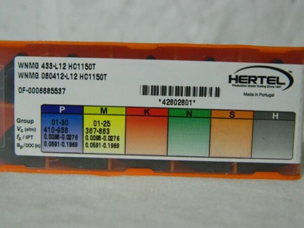 Hertel WNMG433 L12 Grade HC1150T Carbide Turning Insert QTY 10 42802801