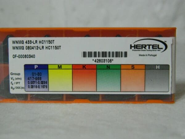 Hertel Carbide Turning Inserts WNMG433-LR Grade HC1150T Qty 10 42803106