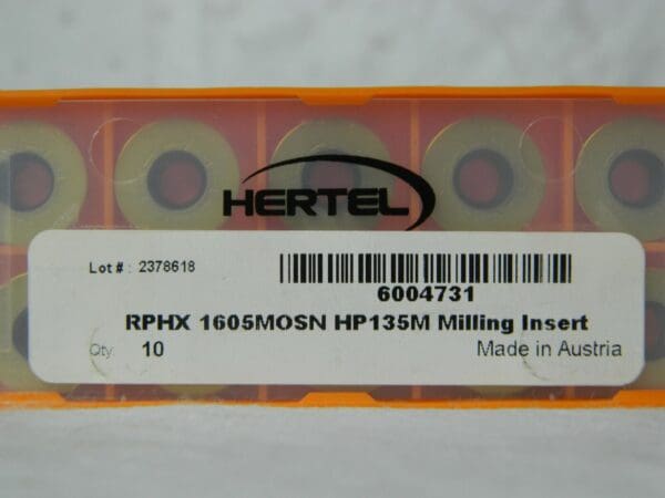 Hertel RPHX1605MOSN HP135M Carbide Milling Insert Qty 10 6004731