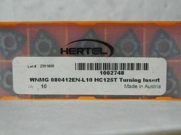 Hertel WNMG433-L10 HC125T Carbide Turning Insert Qty 10 1002748