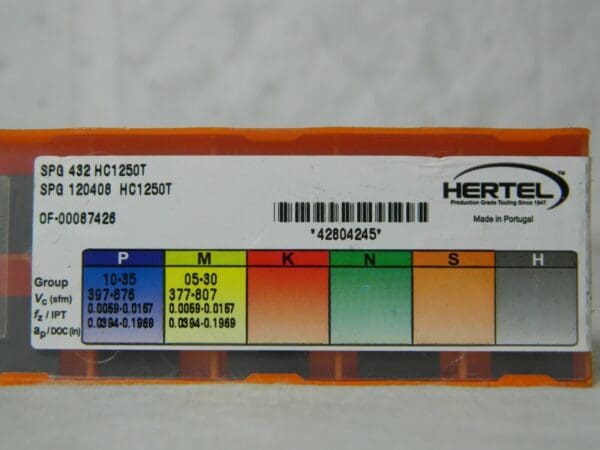 Hertel SPG432 HC1250T Carbide Turning Insert Qty 10 42804245