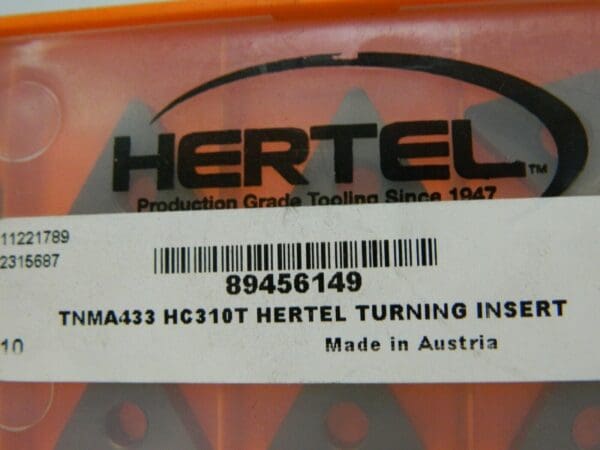 Hertel Carbide Turning Insert TNMA433 HC310T Grade Qty 10 1000256