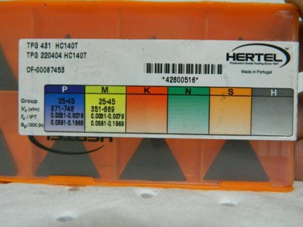 Hertel TPG431 HC140T Carbide Turning Insert Qty 9 42800516