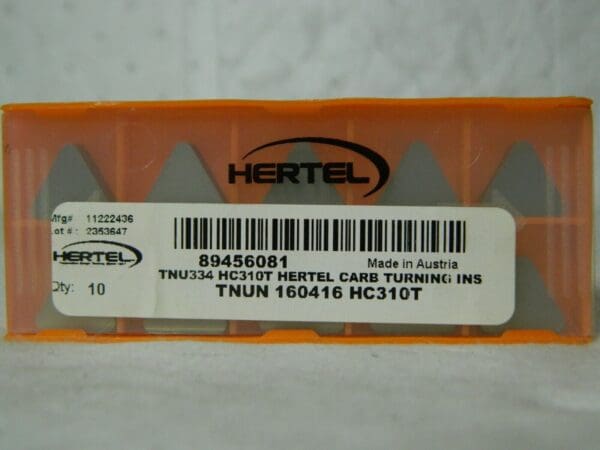 Hertel Carbide Turning Inserts TNU334 Grade-HC310T Qty 10 89456081