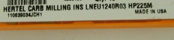 Hertel Carbide Milling Insert LNEU1240 HP225M Grade Qty 4 81544496