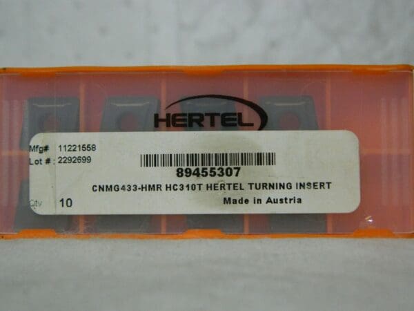 Hertel Carbide Turning Insert CNMG433 HMR Grade HC310T QTY 8 89455307