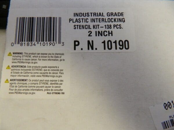 C.H. Hanson 2 Inch Characters, PVC Plastic Stencil Set 10190