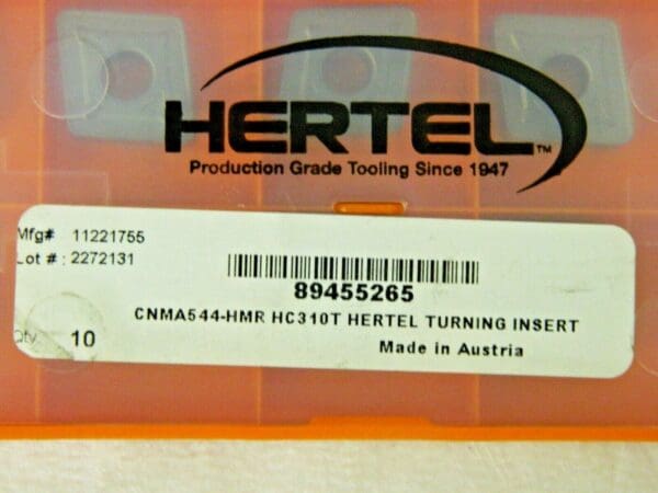 Hertel Carbide Turning Inserts CNMA544-HMR Grade HC310T Qty 10 89455265