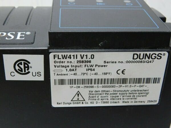 Dungs Eclipse Flame Detector Module T600 Series FLW 41I V1.0 258396