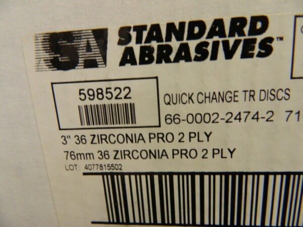 Standard Abrasives 3" 36 Grit Zirconia Alumina Quick Change Disc QTY 50