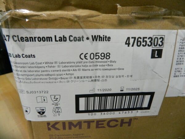 Kimtech Pack of (30) Cleanroom White Lab Coat Size Large 47653