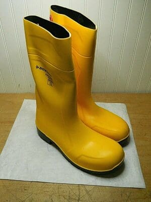 DUNLOP Rubber Boot Unisex 15 Knee Steel Toe Polyurethane Black Yellow