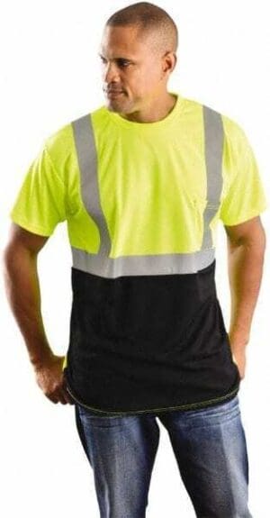 OccuNomix Sz L Yellow High Visibility Short Sleeve T-Shirt Qty 10 LUX-SSETPBK-YL