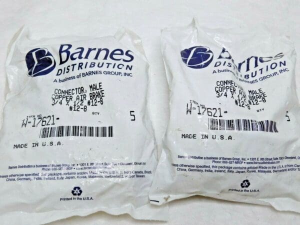 10 PK Barnes Air Brake Compression Style Brass Fittings 3/4"x1/2" #12-8 W-17621-