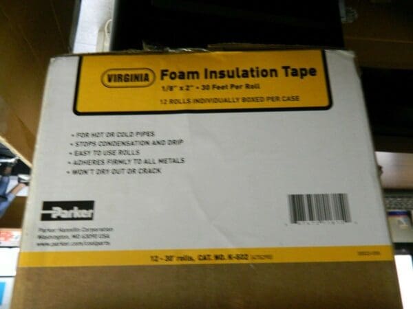 Parker 30' Long Foam Pipe Insulation Tape 2" Wide x 1/8" Thick Qty 12 Rolls K502