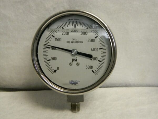 Wika 4" Dial, 1/4 Thread, 0-5,000 Scale Range, Pressure Gauge