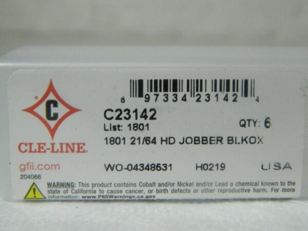 Cle-Line High Speed Steel Jobber Drill 21/64" 135° Qty 24 C23142