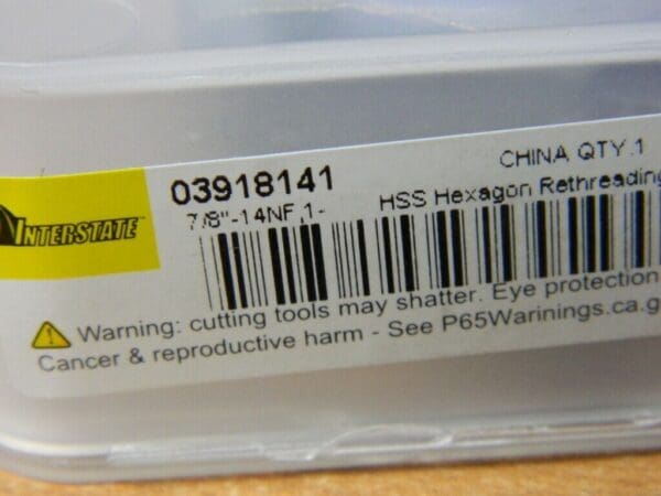 Interstate 7/8-14 UNF Thread, 1-5/8" Hex, Right Hand Thread, Hex Rethreading Die